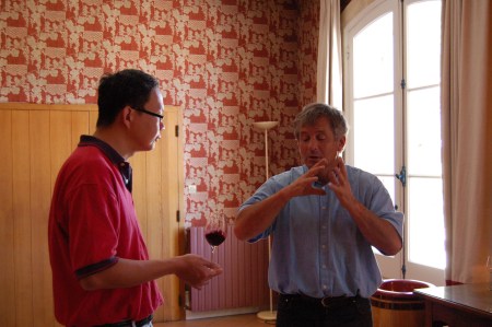 With Remy Erdange, maitre'd chai of Domaine de Chevalier