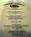 Ch Margaux dinner&nbsp;menu